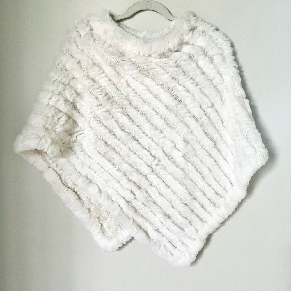 Diana Rosh fur poncho white wedding evening black tie